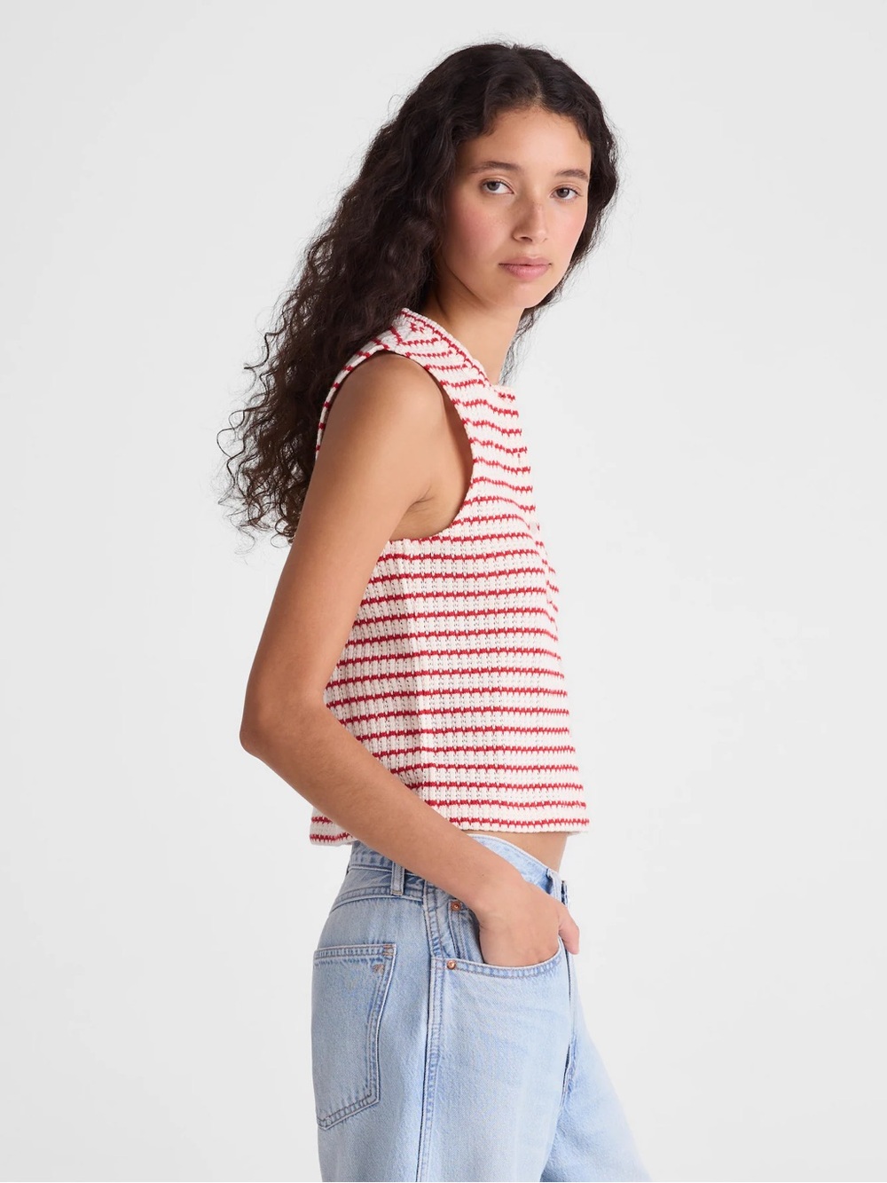 Madewell Textured-Knit Button-Front Shell Top - Picture 3 of 8